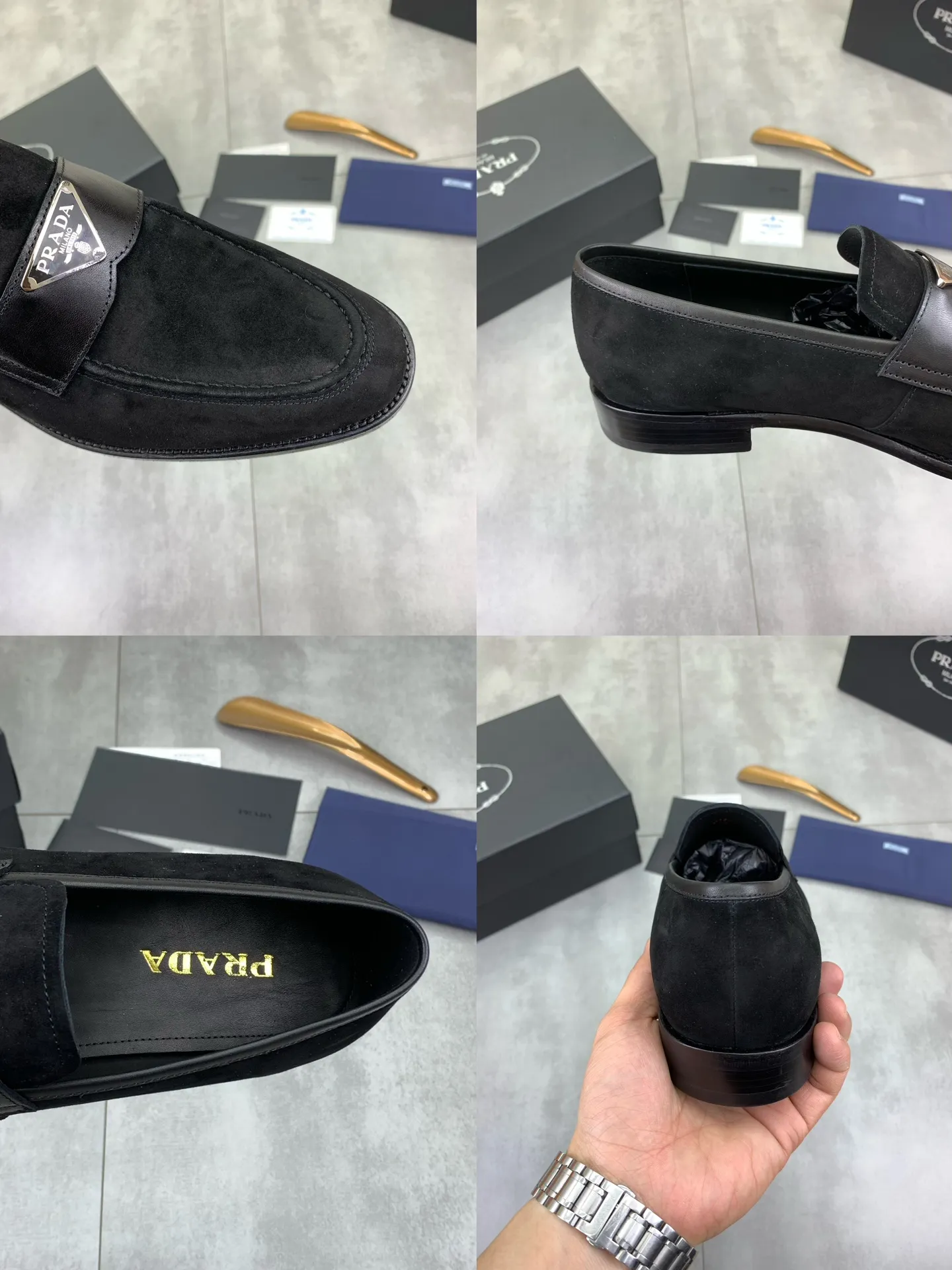 Factory price P920 💰 (high-grade genuine leather outsole) original quality, top version 🔱 ＰＲＡＤＡPrada. Men's business casual leather shoes, top quality leather shoes. 1:1 shipment ⬆️Luxurious and noble 👞All imported original brand fabrics, just to create a more comfortable wearing experience. Upper: Original comfortable selected frosted calfskin ➕Top imported water-dyed full cow lining, original lightweight and comfortable high-grade genuine leather outsole ✔️Number: 39-44 (38.45.46 can be customized)